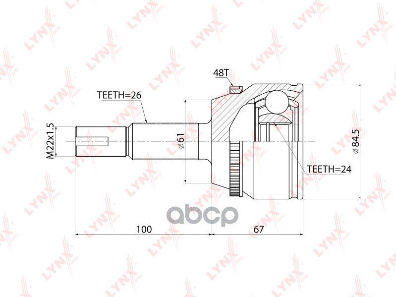 ШРУС наружный подходит для TOYOTA Camry(V40) 2.4 USA 06 / Highlander 3.5 07 CO-3857A LYNXauto арт. CO-3857A