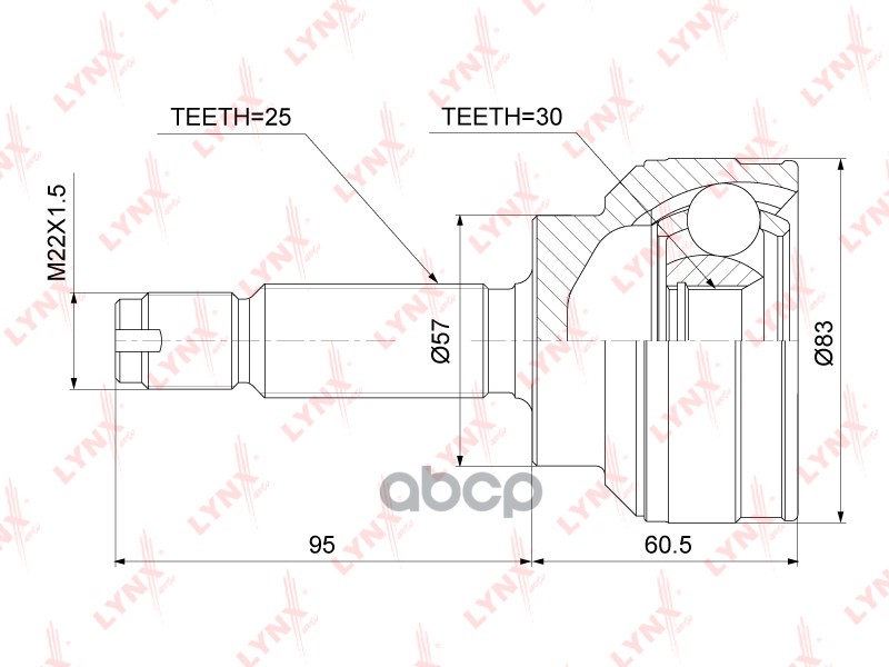 ШРУС наружный MITSUBISHI Lancer(CS) 1.3-2.0 03> LYNXauto арт. co-3862