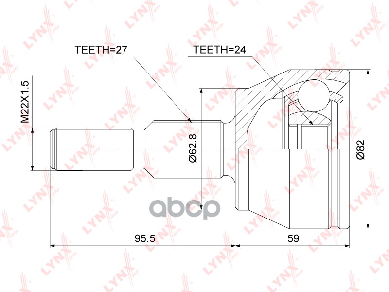ШРУС наружный FORD C-max II 1.6 10> / Focus 1.6 III 10> LYNXauto арт. co-3873