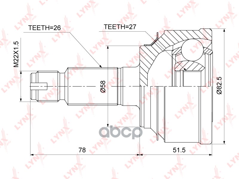 ШРУС наружный подходит для HONDA Freed 1.5 09 CO-3878 LYNXauto арт. CO-3878