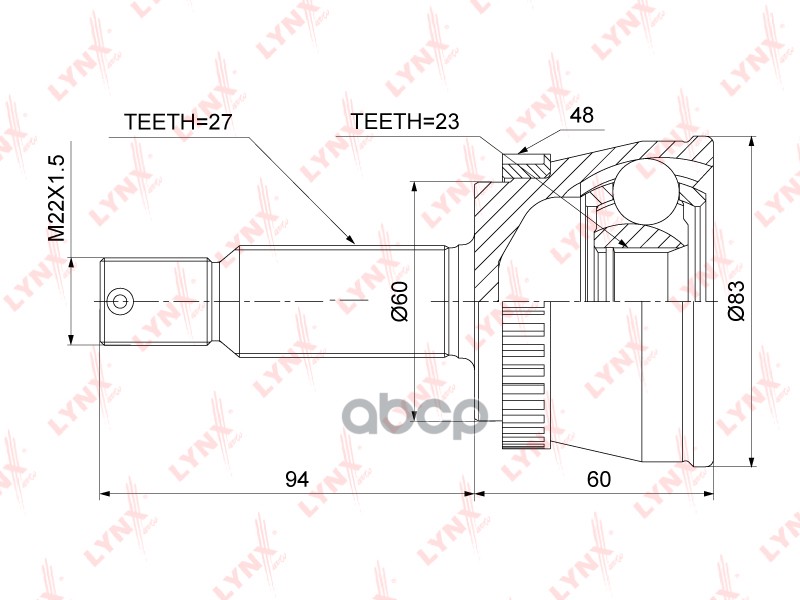 Шрус Внешний | Зад Прав/Лев | LYNXauto арт. CO3887A
