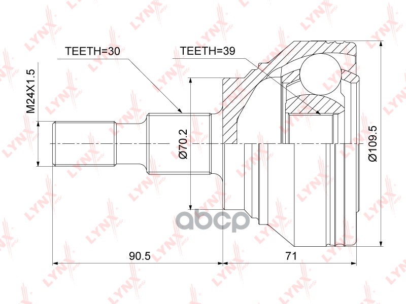 ШРУС наружный MERCEDES-BENZ GL320D-500(X164/X166) 06> / GLE250D-500(W166) 15> / GLS400-500(X166) 15> LYNXauto арт. co-3893