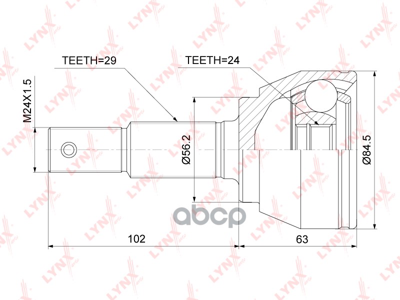 ШРУС наружный подходит для NISSAN Teana(J31) 2.0-2.3 03-08 / Juke 1.6 10 / Serena(C25) 2.0 05-10 CO-3915 LYNXauto арт. CO-3915