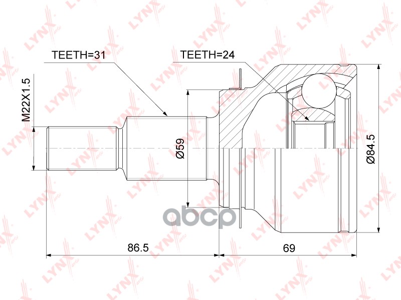 ШРУС наружный MAZDA CX-5 2.0 2WD 11-17 CO-3918 LYNXauto арт. CO-3918