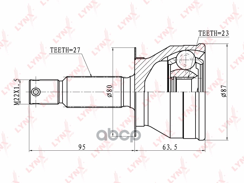 ШРУС наружный KIA Optima 2.0 99> LYNXauto арт. co-4401