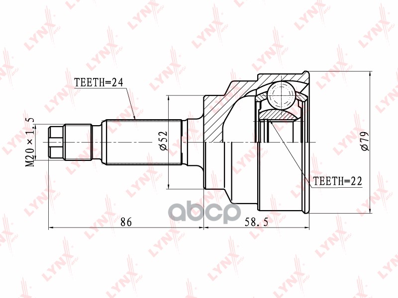 Шрус Наружный | Перед Прав/Лев | LYNXauto арт. CO4402