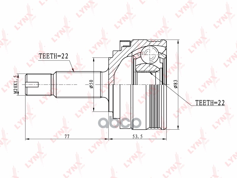 ШРУС наружный подходит для LADA 2108-15/Kalina/Priora CO-4600 LYNXauto арт. CO-4600