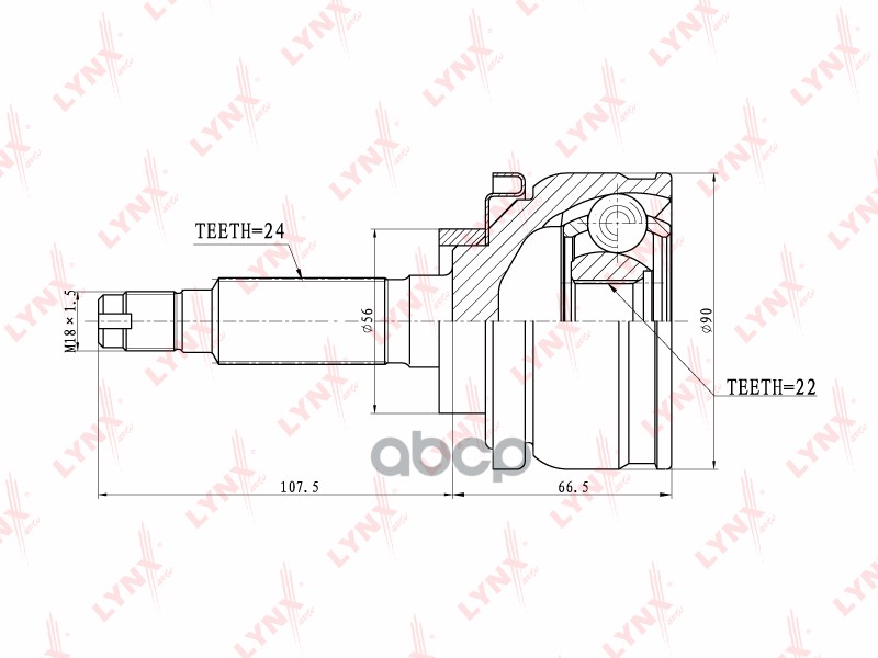 ШРУС наружный LADA Niva II 1.7 02> CHEVROLET Niva 1.7 02> LYNXauto арт. co-4602