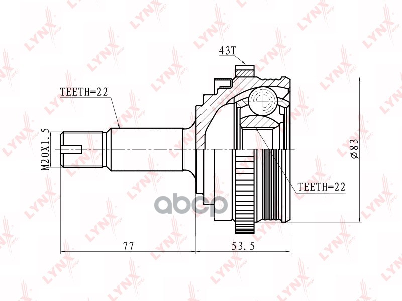 ШРУС наружный LADA Priora 1.6 ABS 08> / Kalina 1.4-1.6 ABS 04> LYNXauto арт. co-4605a