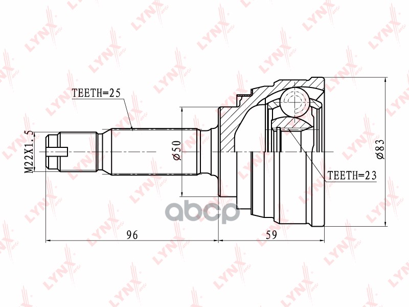 ШРУС наружный HYUNDAI Sonata 2.4 >91/Lantra 1.6 90-95  MITSUBISHI Lancer 1.2-1.5 >88/Galant 1.8D >87 LYNXauto арт. co-5502
