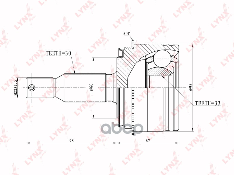 ШРУС наружный MITSUBISHI Pajero 3.2D-3.5 00> LYNXauto арт. co-5507a