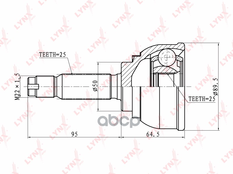 ШРУС наружный HYUNDAI Lantra 1.5-1.8 90-95  MITSUBISHI Galant 2.0 >85/Space Wagon 2.0 >91 LYNXauto арт. co-5508