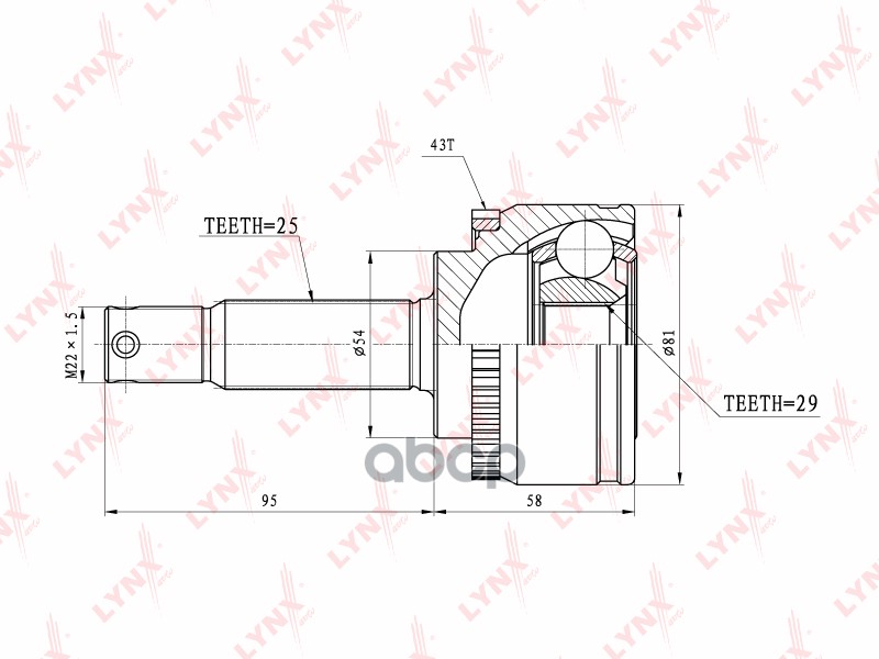 Шрус Наружный | Перед Прав/Лев | LYNXauto арт. CO5516A