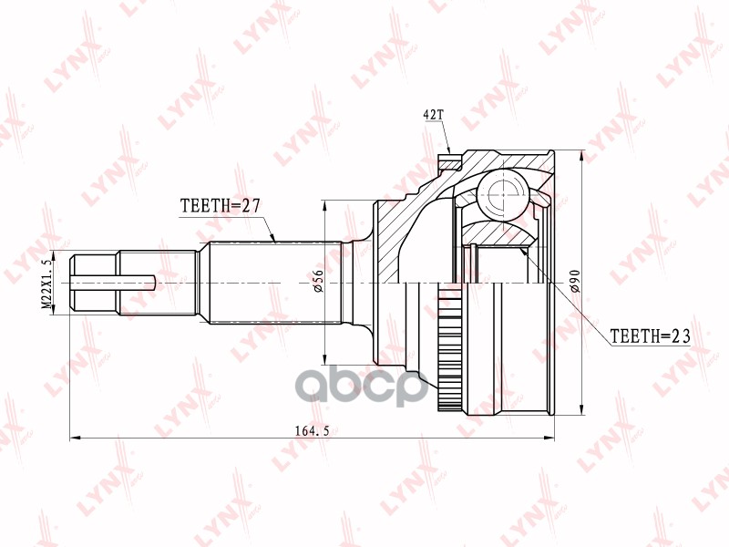 ШРУС наружный (компл.) NISSAN Primera P101/Avenir/Bluebird /ABS+ LYNXauto CO-5706A LYNXauto арт. CO-5706A