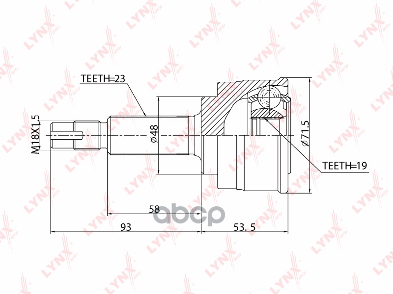Шрус Наружный | Перед Прав/Лев | LYNXauto арт. CO5715