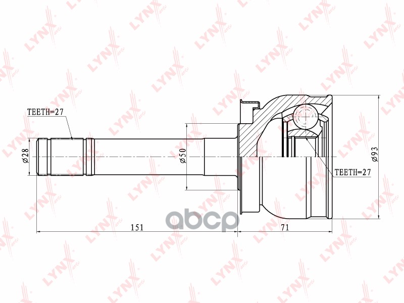 ШРУС наружный NISSAN Terrano 2.4-2.7TD >96/Pick Up(D21) 2.4-2.5D >98 LYNXauto арт. co-5726