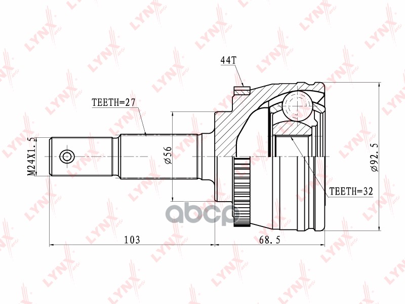 ШРУС наружный NISSAN Primera(P11) 1.6-2.0D 96-01 LYNXauto арт. co-5756a