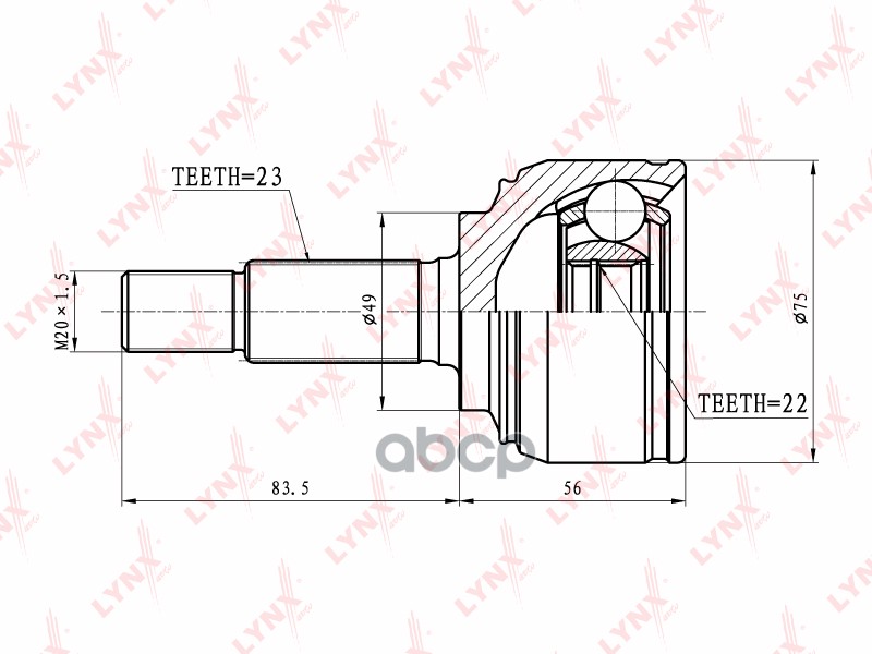 ШРУС наружный NISSAN Note 1.4-1.6 06> / Micra 1.5D-1.6 05> / LADA LARGUS 8V LYNXauto арт. co-5767