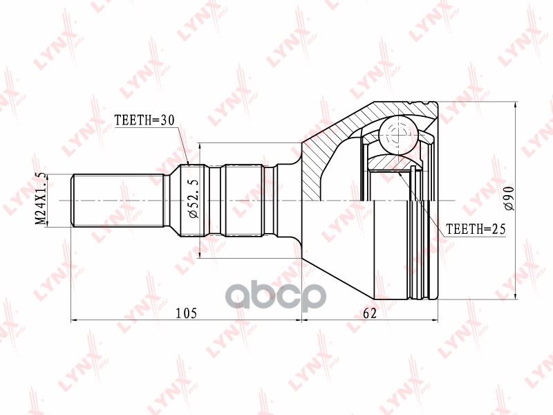 ШРУС наружный OPEL Signum 1.8-2.2 03> / Vectra C 1.6-2.2 02> LYNXauto арт. co-5909
