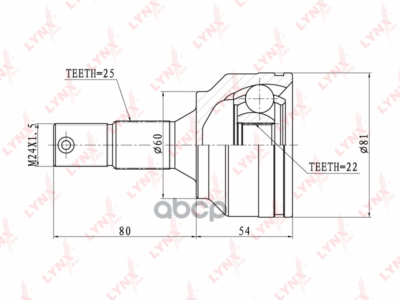 Шрус Наружный | Перед Прав/Лев | LYNXauto арт. CO6100