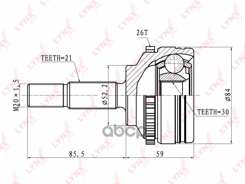 Шрус Наружный | Перед Прав/Лев | LYNXauto арт. CO6304A