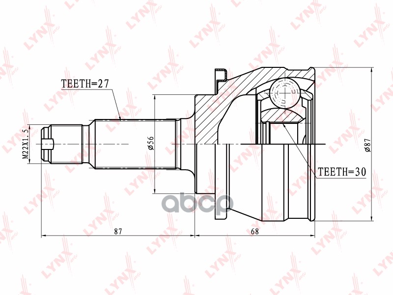 ШРУС наружный  перед прав/лев LYNXauto CO-7102 LYNXauto арт. CO-7102