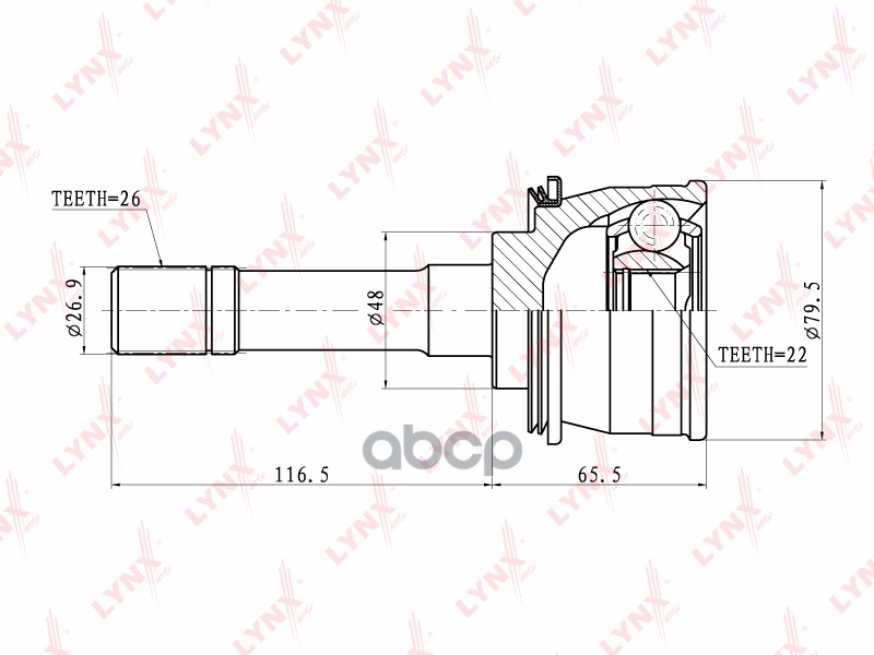 ШРУС наружный подходит для SUZUKI Grand Vitara 1.6 98/Vitara 1.6 98 CO-7302 LYNXauto арт. CO-7302