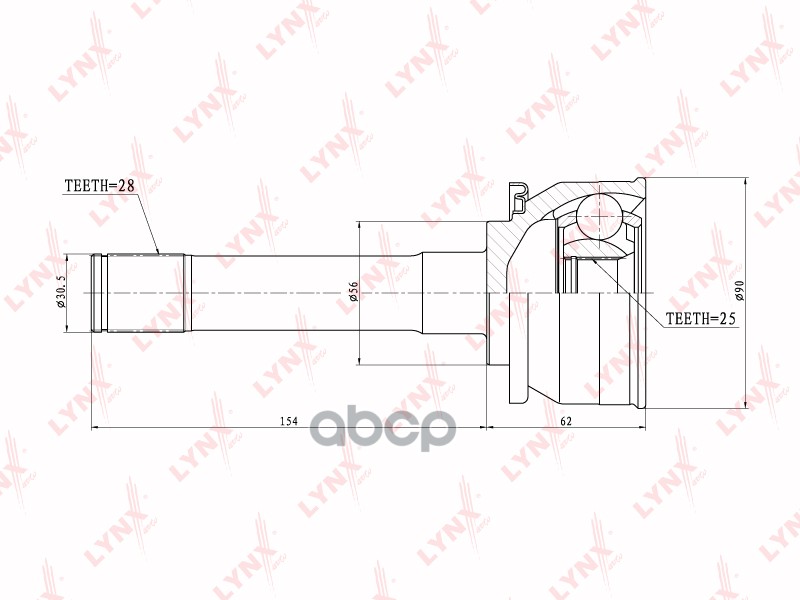 Шрус Наружный Mitsubishi Pajero 3.0 94-00/2.5Td 98> LYNXauto арт. co-7304