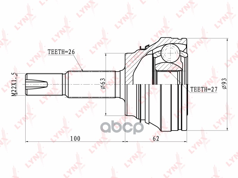 Шрус Наружный | Перед Прав/Лев | LYNXauto арт. CO7501