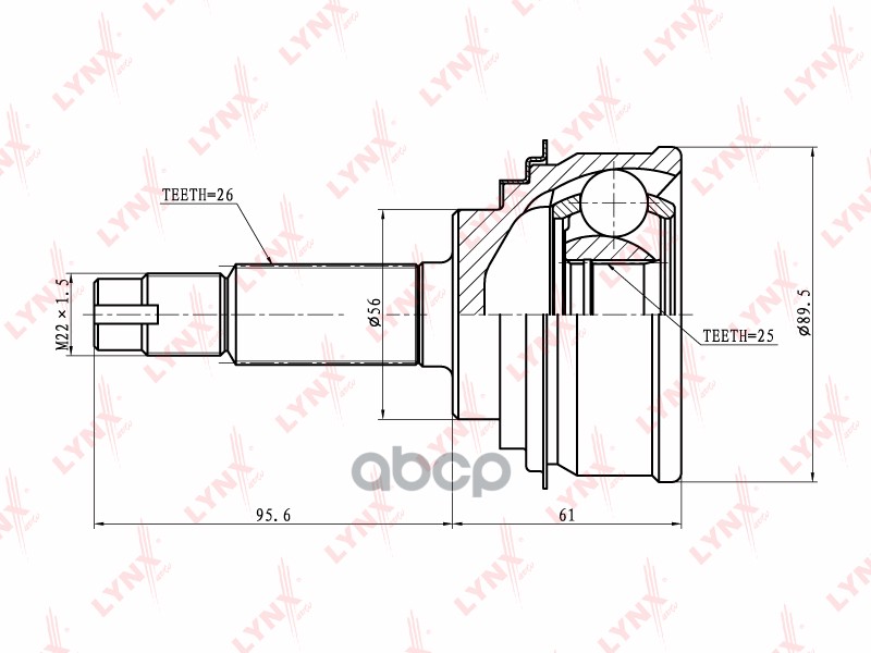 Шрус Наружный | Перед Прав/Лев | LYNXauto арт. CO7512
