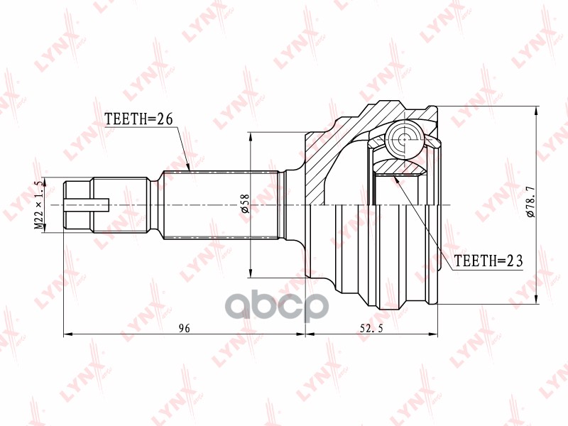 ШРУС наружный TOYOTA Corolla 1.4-1.6 00> LYNXauto арт. co-7515