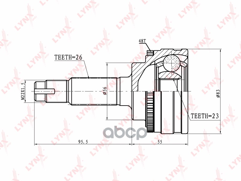 ШРУС наружный подходит для TOYOTA Corolla 1.3 90-94 CO-7521A LYNXauto арт. CO-7521A