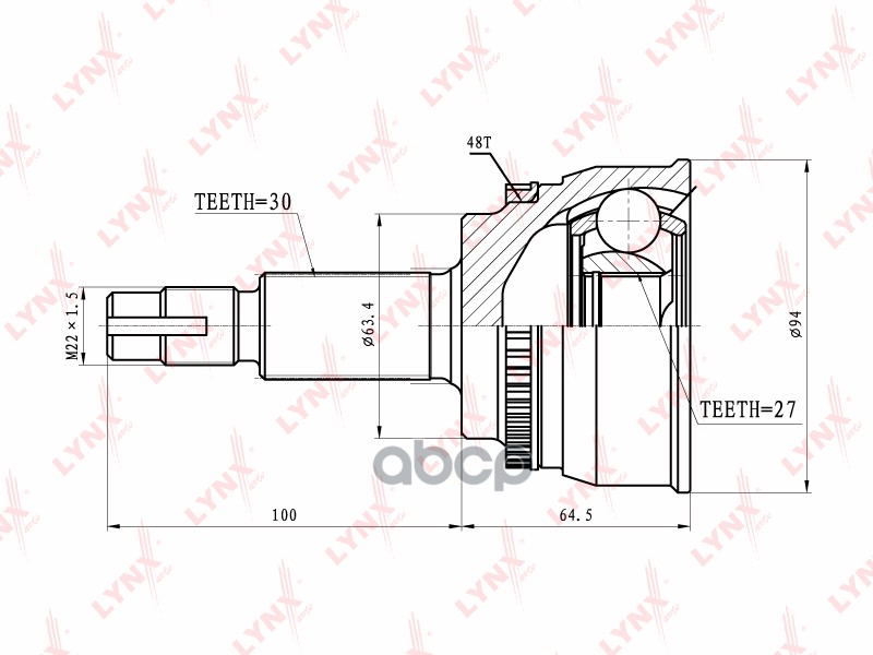 ШРУС наружный подходит для TOYOTA Estima/Previa 3.0 99 CO-7524A LYNXauto арт. CO-7524A