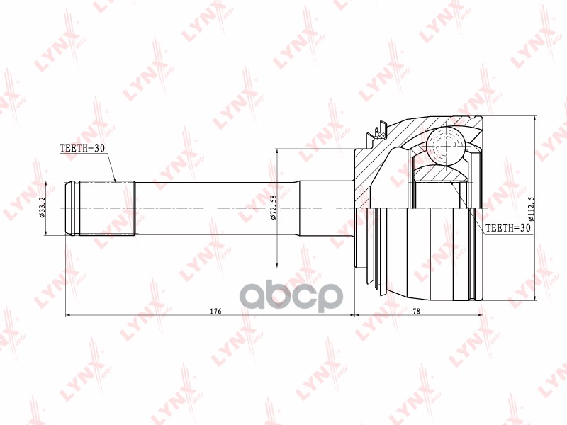 ШРУС наружный подходит для TOYOTA Land Cruiser(HDJ101/UZJ100) 4.2TD-4.7 98 CO-7532 LYNXauto арт. CO-7532