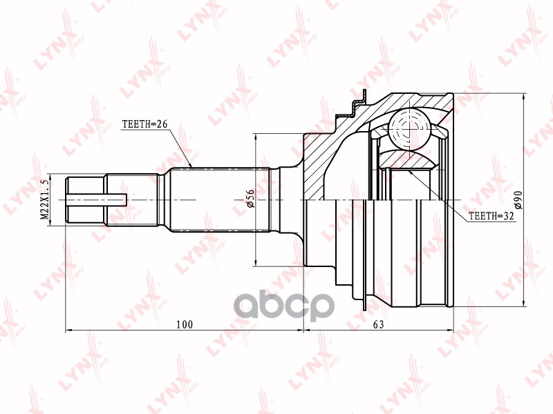 ШРУС наружный подходит для TOYOTA Camry 2.2 91-96 CO-7538 LYNXauto арт. CO-7538