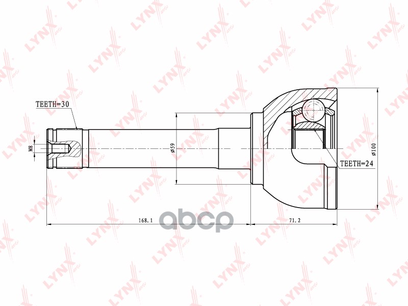 ШРУС наружный TOYOTA Land Cruiser 4.2-4.5 98>  LEXUS LX470 98> LYNXauto арт. co-7543