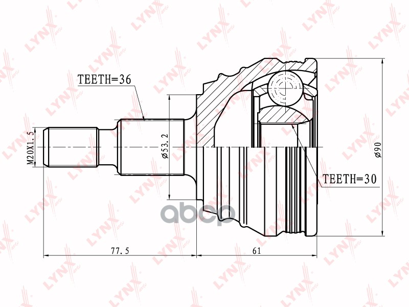 ШРУС наружный подходит для AUDI A3 1.6-1.9TD 96-00/1.8T 96/TT 1.8T 02-06, SKODA Octavia 1.6-2.0 97, VW Golf IV 1.4-2.3 97-05/...
