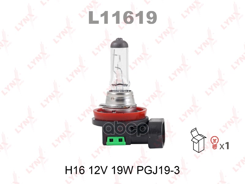 Лампа галогеновая H16 12V 19W PGJ19-3  L11619 LYNXauto арт. L11619