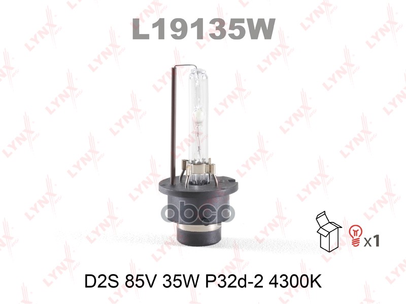Лампа газоразрядная D2S 12V 35W P32d-2 4300K  L19135W LYNXauto арт. L19135W