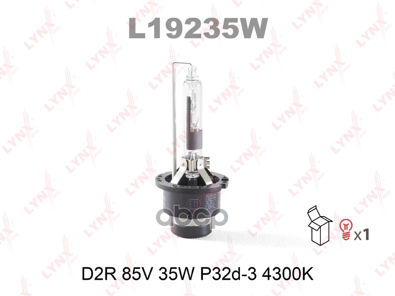Лампа газоразрядная D2R 12V 35W P32d-3 4300K  L19235W LYNXauto арт. L19235W