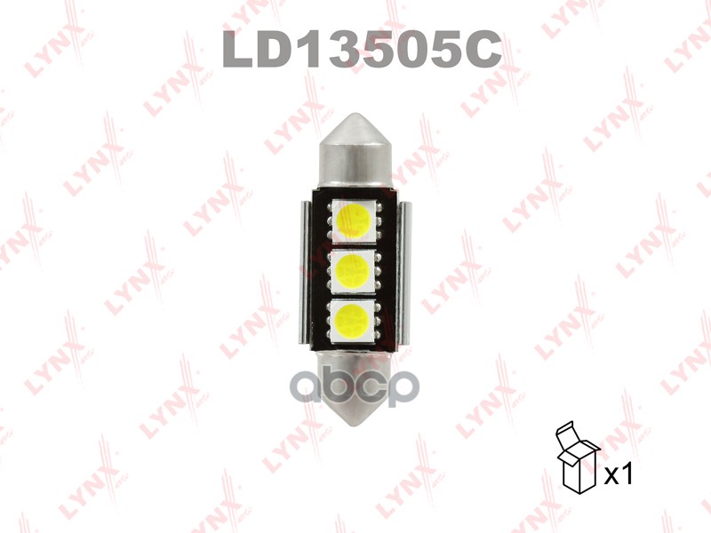 Лампа светодиодная 12V C5W 5W SV8,5 7000K LYNXauto CANBUS 1 шт. картон T11X35mm LD13505C LYNXauto арт. LD13505C