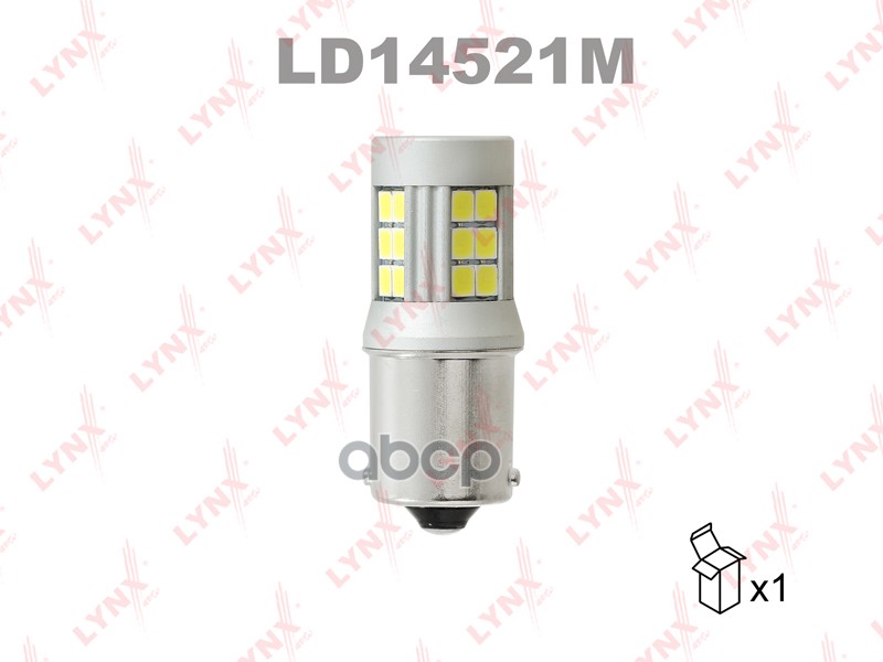 Лампа светодиодная 12V P21W 21W BA15s 6200K LYNXauto LED 1 шт. картон S25 LD14521M LYNXauto арт. LD14521M