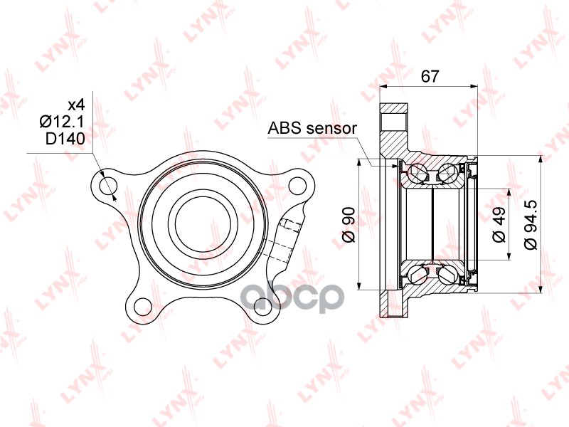 Ступица Колеса | Зад Лев | LYNXauto арт. WB1490
