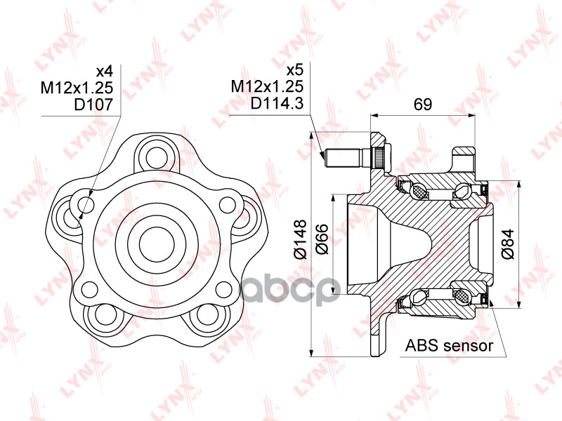 Ступица задняя в сборе с ABS подходит для NISSAN Teana(J32) 2.5-3.5 08 / Murano(Z51) 3.5 07 / Presage(U31) 2.5-3.5 03 WH-1009...