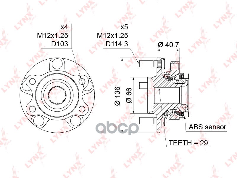 Ступица передняя в сборе (с ABS) подходит для NISSAN Juke 1.2-1.6T 10 / Qashqai(J10) 1.6-2.0 07 / X-Trail(T31) 2.0-2.5 07 / T...