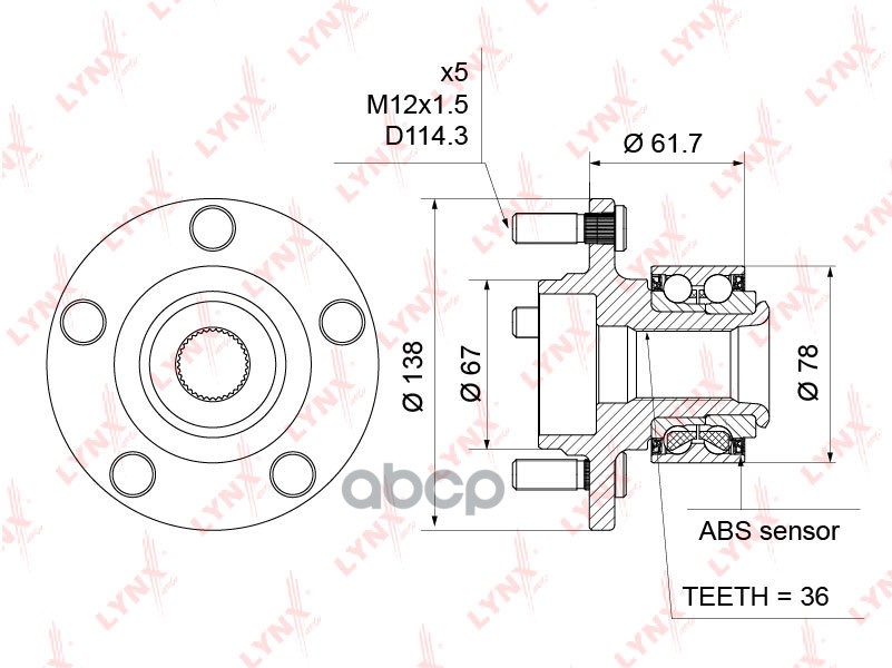 Ступица Колеса | Перед Прав/Лев | LYNXauto арт. WH1200