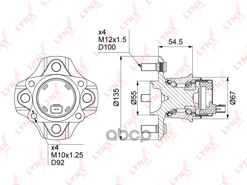 Ступица задняя в сборе с ABS TOYOTA Yaris(P10) 1.0-1.5 99-05 / Yaris Verso(P20) LYNXauto WH-1204 LYNXauto арт. WH-1204
