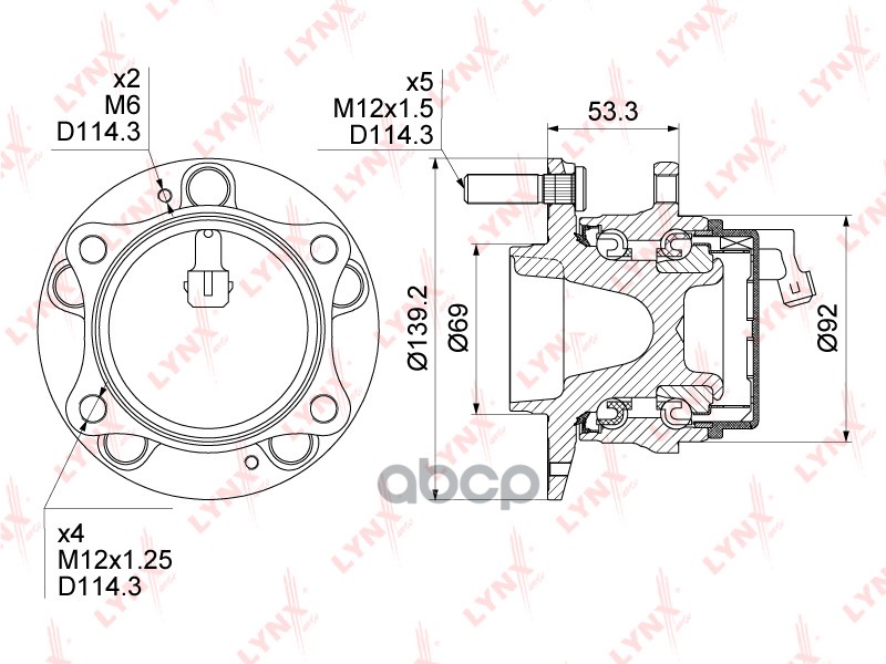 Ступица Колеса | Зад Прав/Лев | LYNXauto арт. WH1242