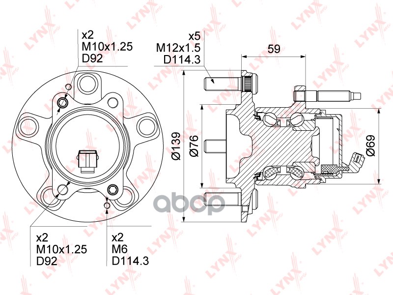 Ступица задняя в сборе с ABS KIA Cerato(TD) 1.6-2.0 09> LYNXauto арт. wh-1244