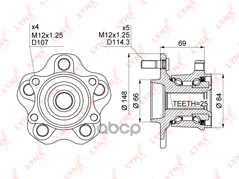 Ступица задняя в сборе подходит для NISSAN Juke 1.6T 4WD 10 / Qashqai(J10) 1.6D-2.0 4WD 07 / X-Trail(T31) 2.0-2.5 4WD 07 / Se...